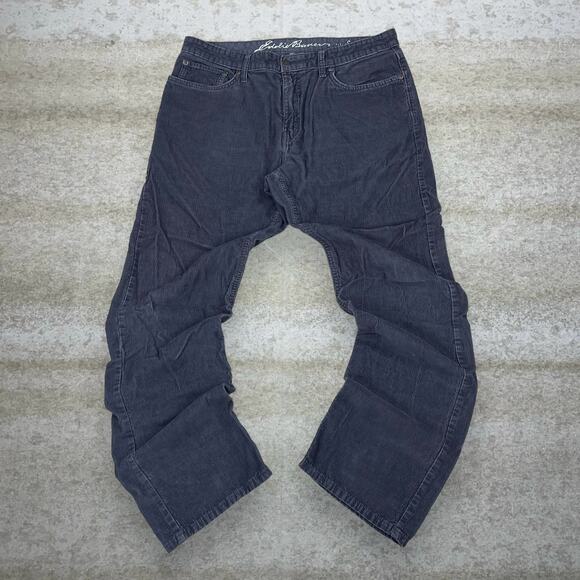 Eddie Bauer Corduroy Pants Dark Grey Regular Straight Leg Fit Flat Front - Picture 2 of 4